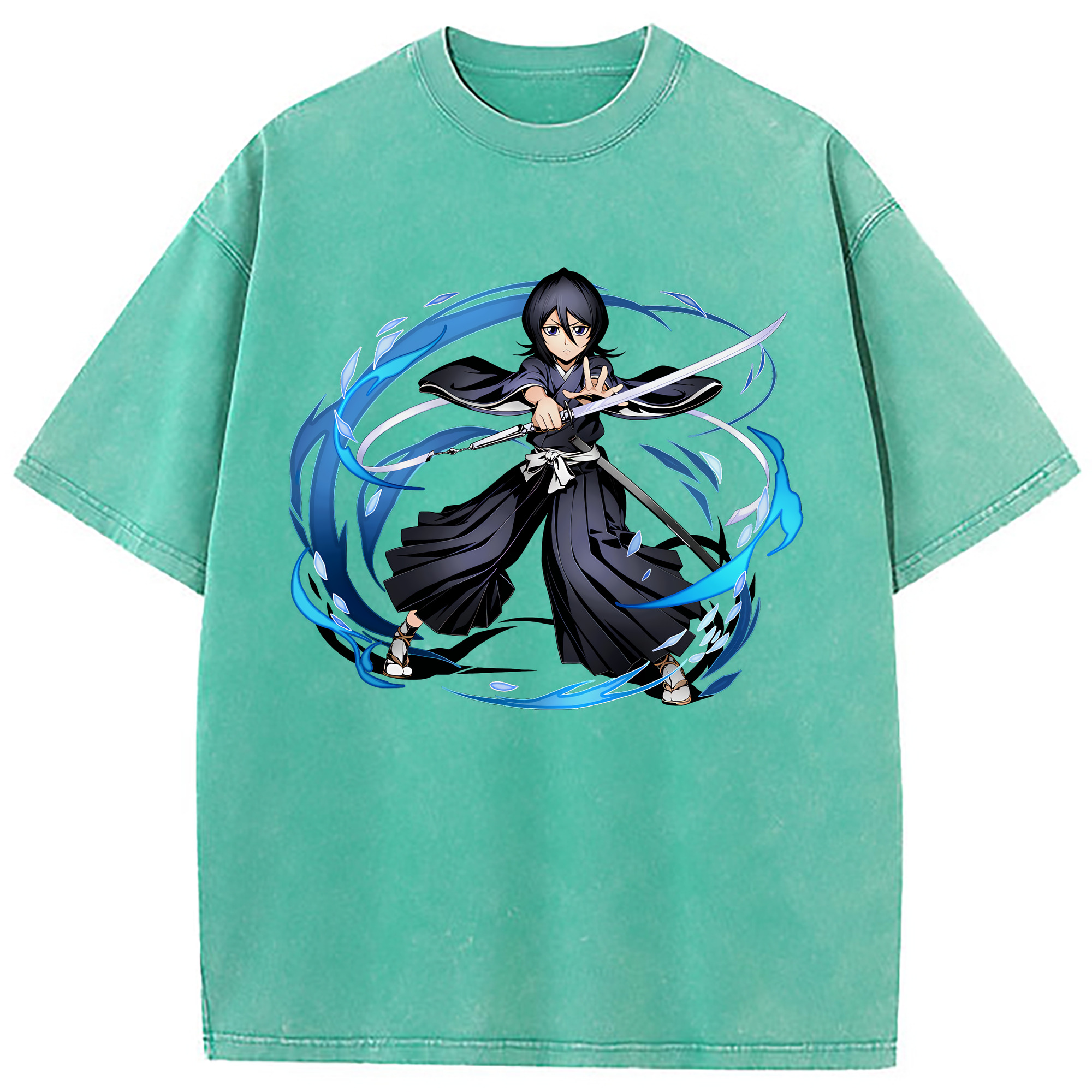 （画像用） ブリーチ 朽木ルキア BLEACH Kuchiki Rukia 綿100% ヴィンテージ風 半袖Tシャツ（フロントプリント）
